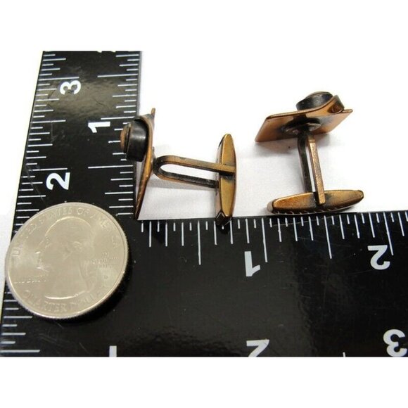 Modernist Copper Cufflinks Square Shirt Accessories Wedding Vintage Pat Pend - Picture 9 of 10